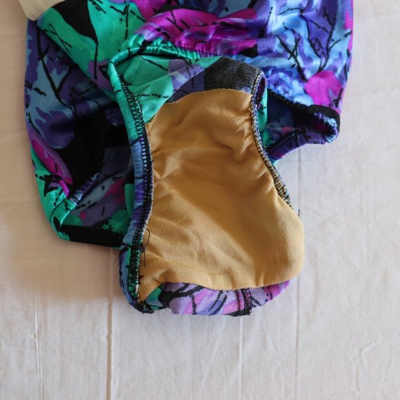 Vintage MAXINE OF HOLLYWOOD Floral Swim dress 14 One Piece Purple Black - Picture 4 of 6